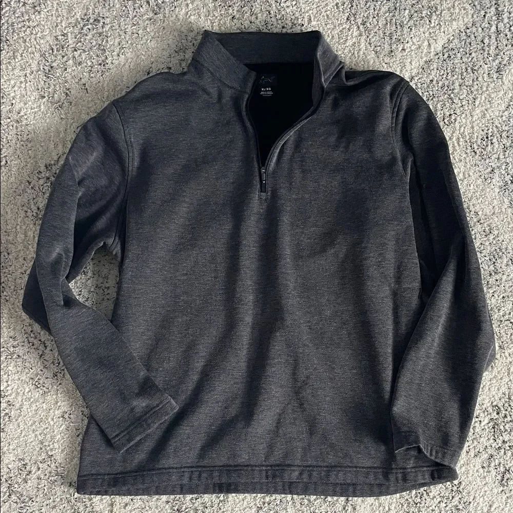 Mens Greg Norman Collection Lined Quarter Zip Wind Sweater Gray Heather Size XL